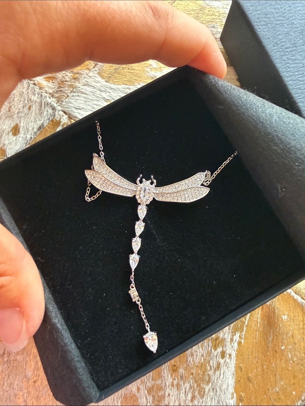 NWT Isabella M. Sterling Silver Dragonfly Pendant Necklace with Clear Crystals